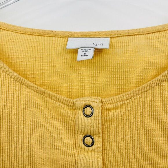 J. Jill Size Medium Petite MP Pale Yellow Long Sleeve Knit Thermal Top - Picture 6 of 7